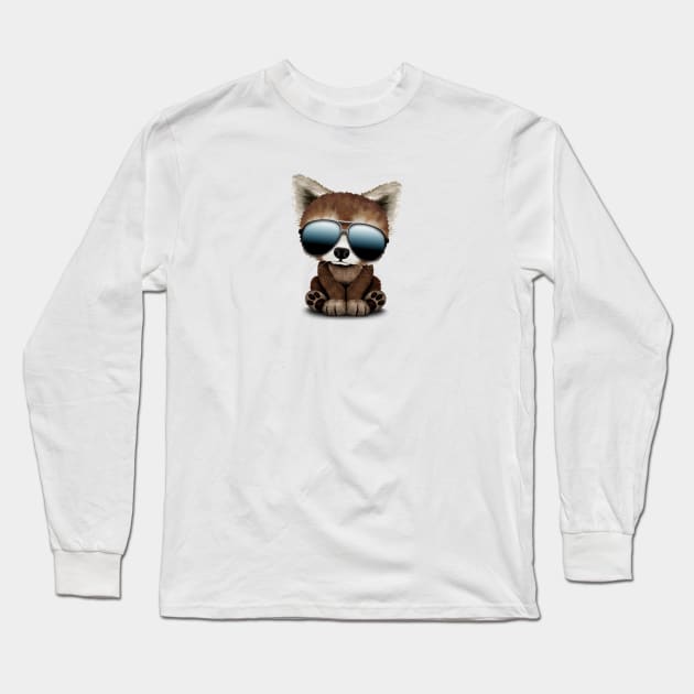 Cool Baby Red Panda Wearing Sunglasses Long Sleeve T-Shirt by jeffbartels